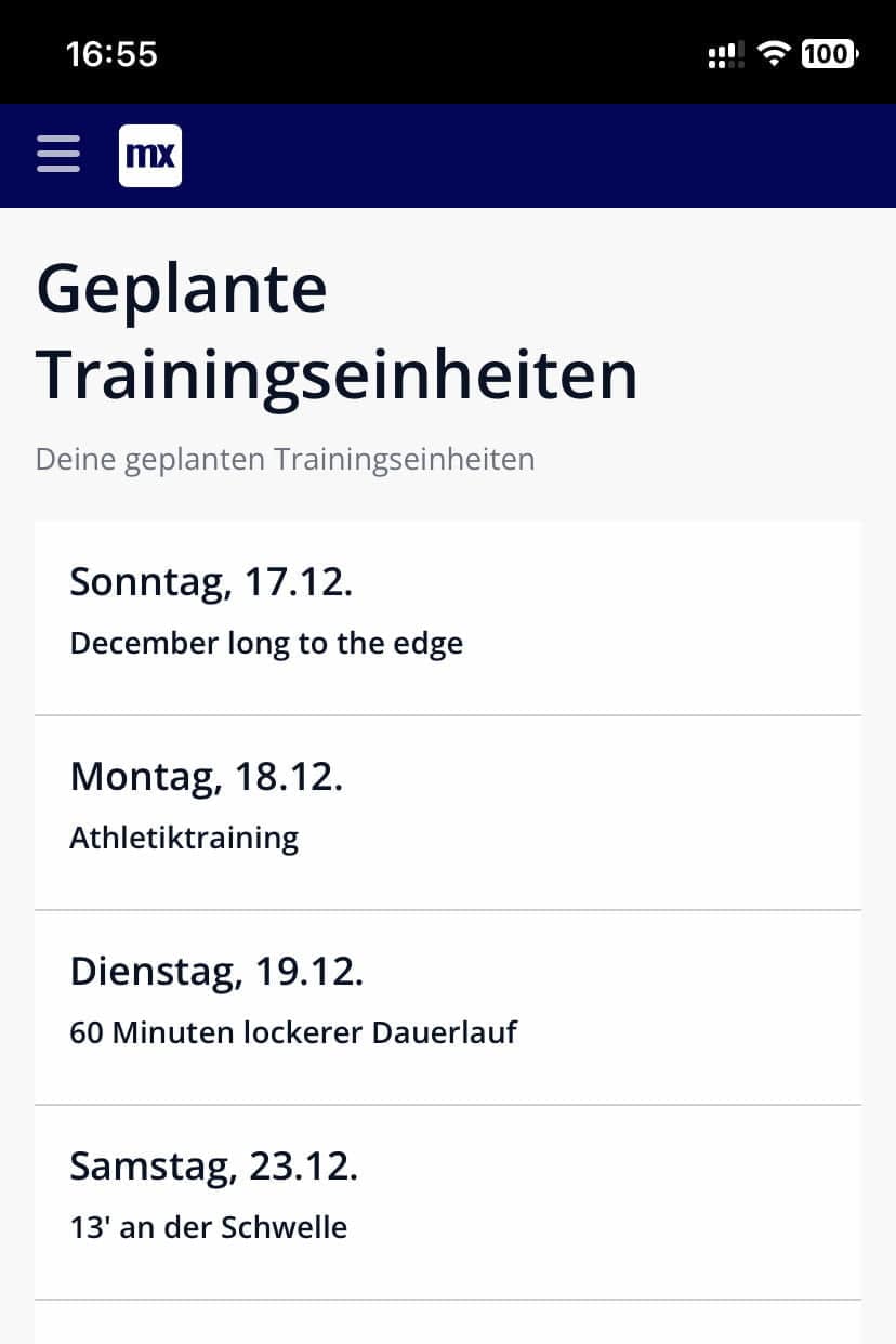 Screenshot Training App